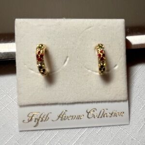 Fifth Avenue Collection Gold Earrings. Genuine Austrian crystals. Hoops. New
